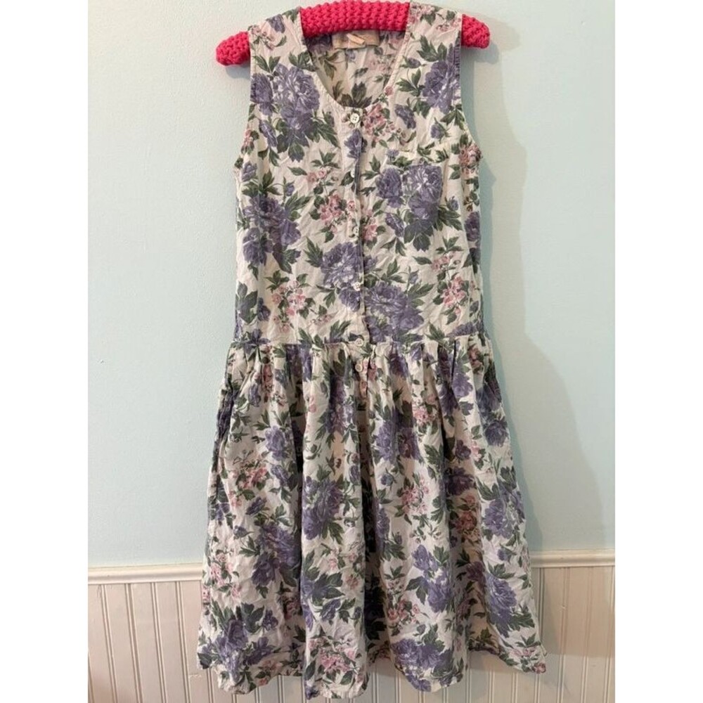 Vintage Jennifer Logan medium floral dress *has stains*